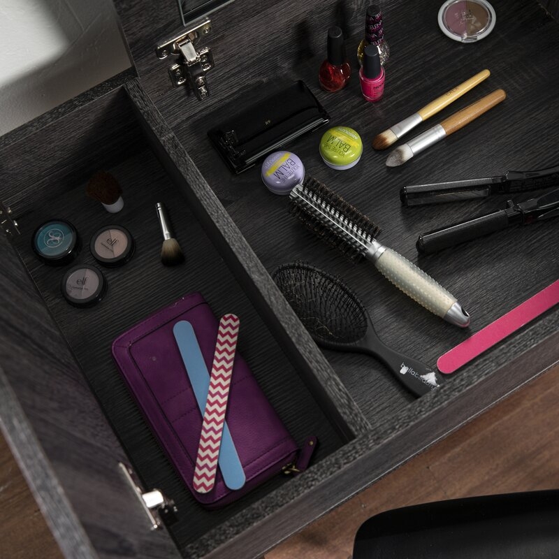 Millwood Pines Dichiera Storage Vanity W/ Mirror, Black - Image 2