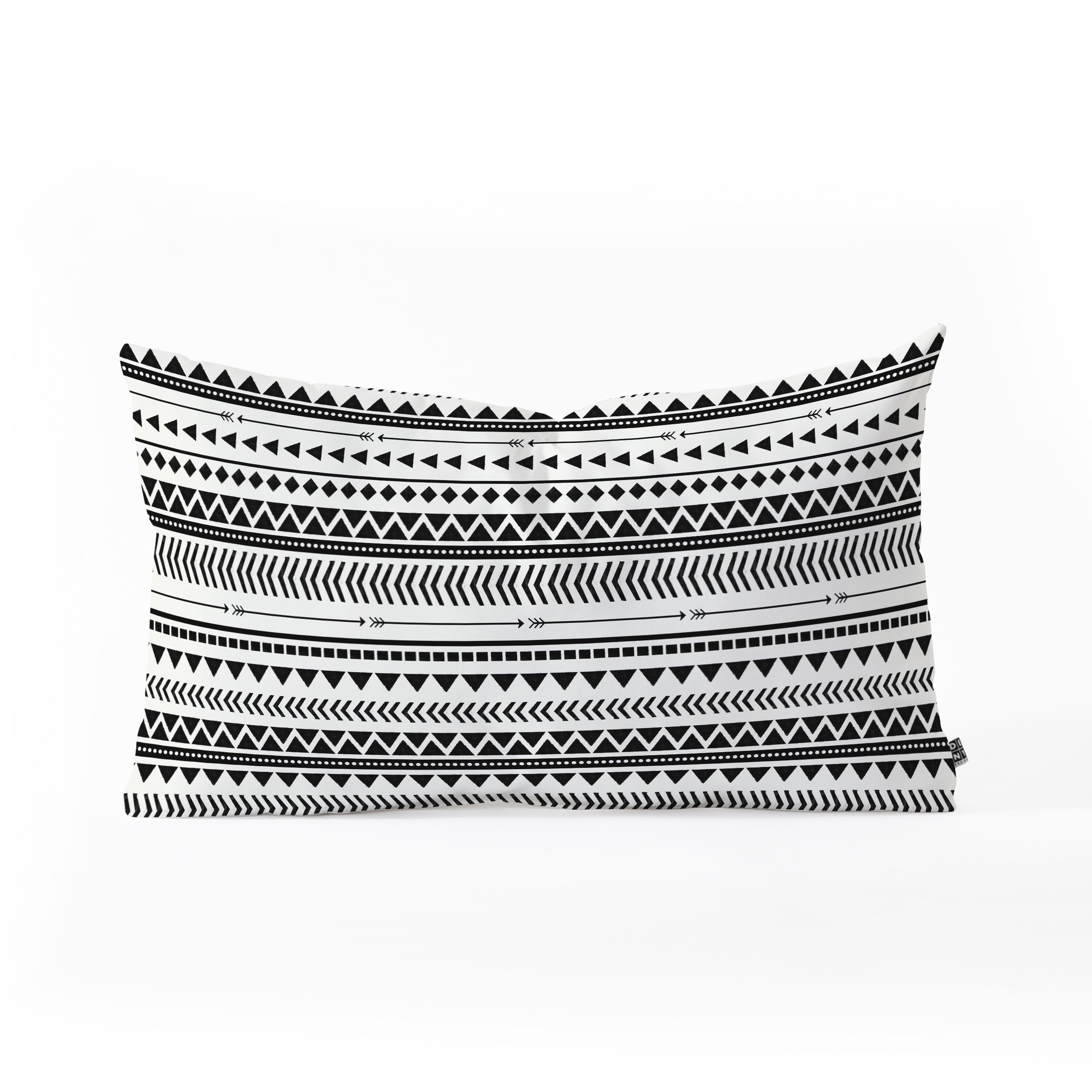 BLACK AND WHITE AZTEC PATTERN  Oblong Throw Pillow - Image 0