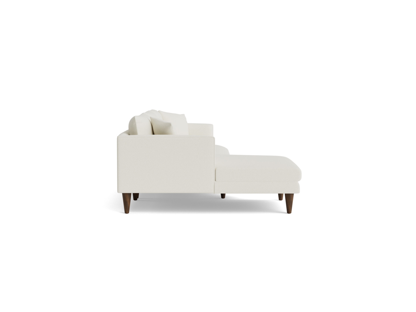 White Lewis Mid Century Modern Sectional - Tussah Snow - Mocha - Left - Cone - Image 2