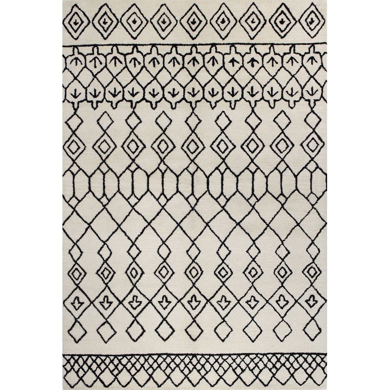 Divina Handmade Wool Ivory/Black Area Rug, 7'6" x 9'6" - Image 0