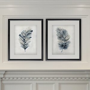 'Soft Feathers' 2 Piece Framed Acrylic Painting Print Set - Image 1