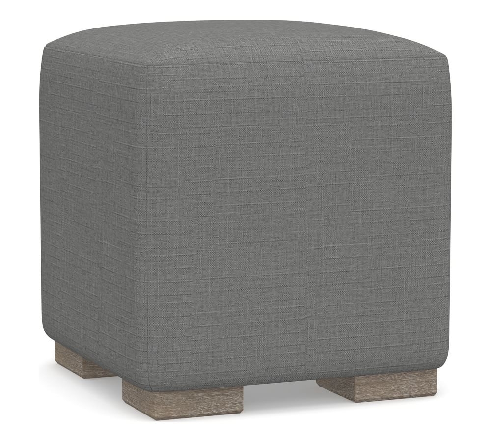 Universal Upholstered Cube, Basketweave Slub Charcoal - Image 0