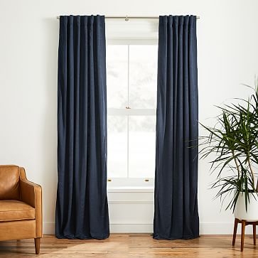 Faux Silk Moire Curtain, Midnight, 48"x96" - Image 0
