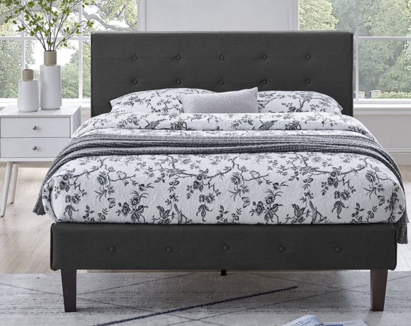 Chrissette Tufted Upholstered Low Profile Platform Bed - Image 0