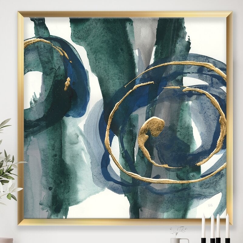 Mettalic Indigo And Gold III - Picture Frame Print on Canvas - Image 0