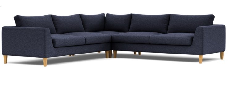 Custom Asher Corner Sectional Sofa in Azure Heathered Weave (Kid & Pet Friendly) with Natural Oak Tapered Square Wood Legs - 102" - Image 0