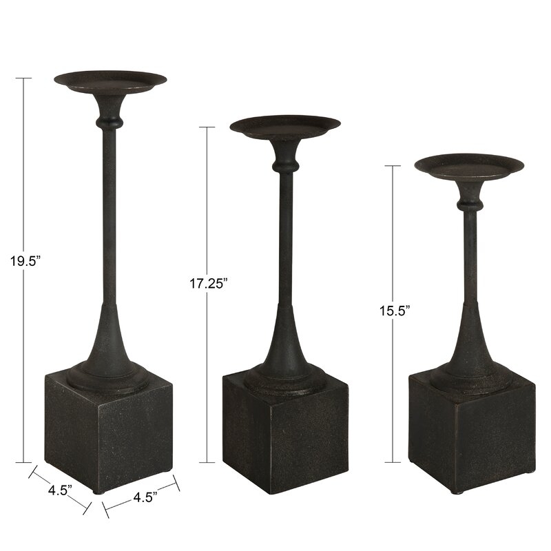 3 Piece Metal Candlestick Set - Image 2