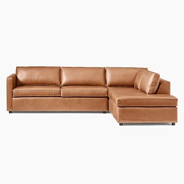 Harris 2.5-Seat Left Arm 2-Piece Terminal Chaise Sectional, Vegan Leather, Saddle, Concealed Support - Image 1