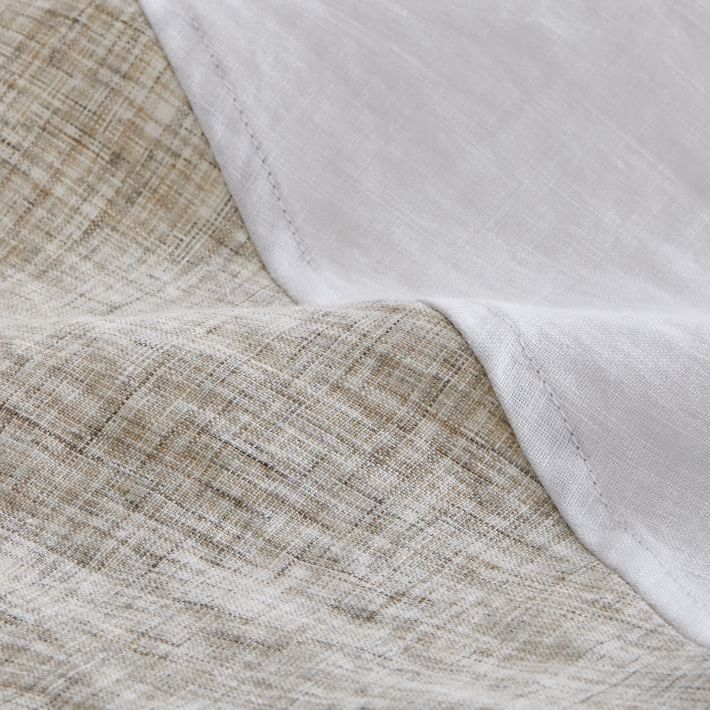 Belgian Flax Linen Diagonal Contrast Curtain - 84" length - Image 3