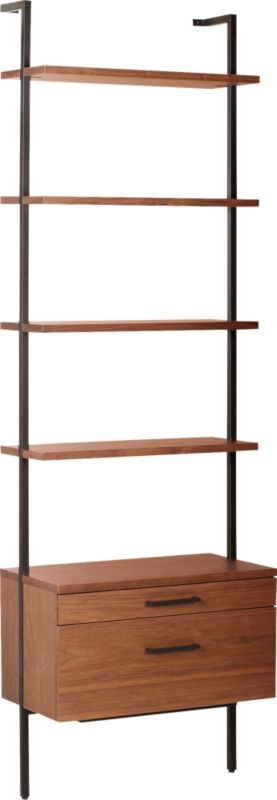 Helix 96" Walnut Bookcase with 2 Drawers - Image 6