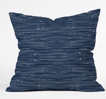 Navy woodgrain pillow/ 18" x 18" / Poly Fill - Image 0