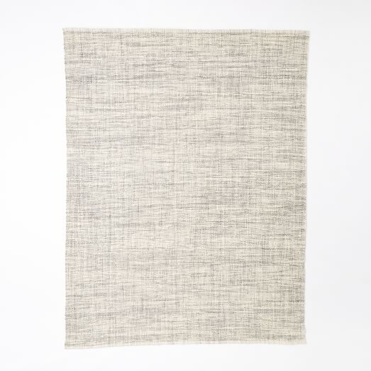 Mid-Century Heathered Basketweave Wool Rug - Steel - Image 0