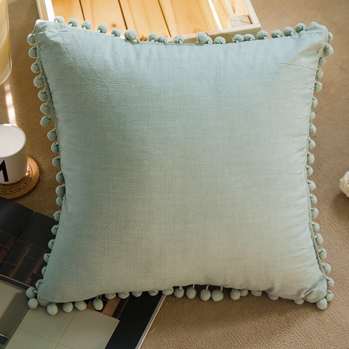 Moats Pom Pom Fringes Indoor/Outdoor Cotton Throw Pillow Cover - Image 0