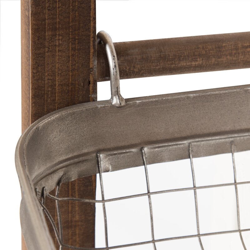 Eleni Farmhouse Chic Galvanized Storage Basket 3-Tier End Table - Image 2