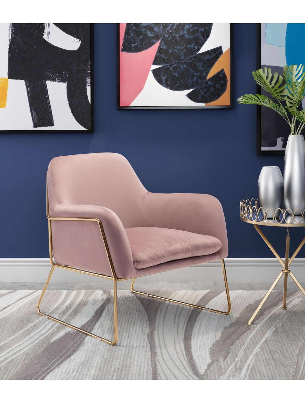Lauryn Chair, Pink Velvet - Image 4