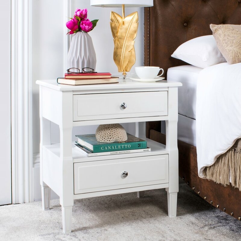 Jerry 2 - Drawer Solid Wood Nightstand / White - Image 1