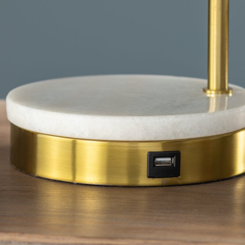 Blythe 20.25" Brass Gold/White Desk Lamp with USB - Image 1