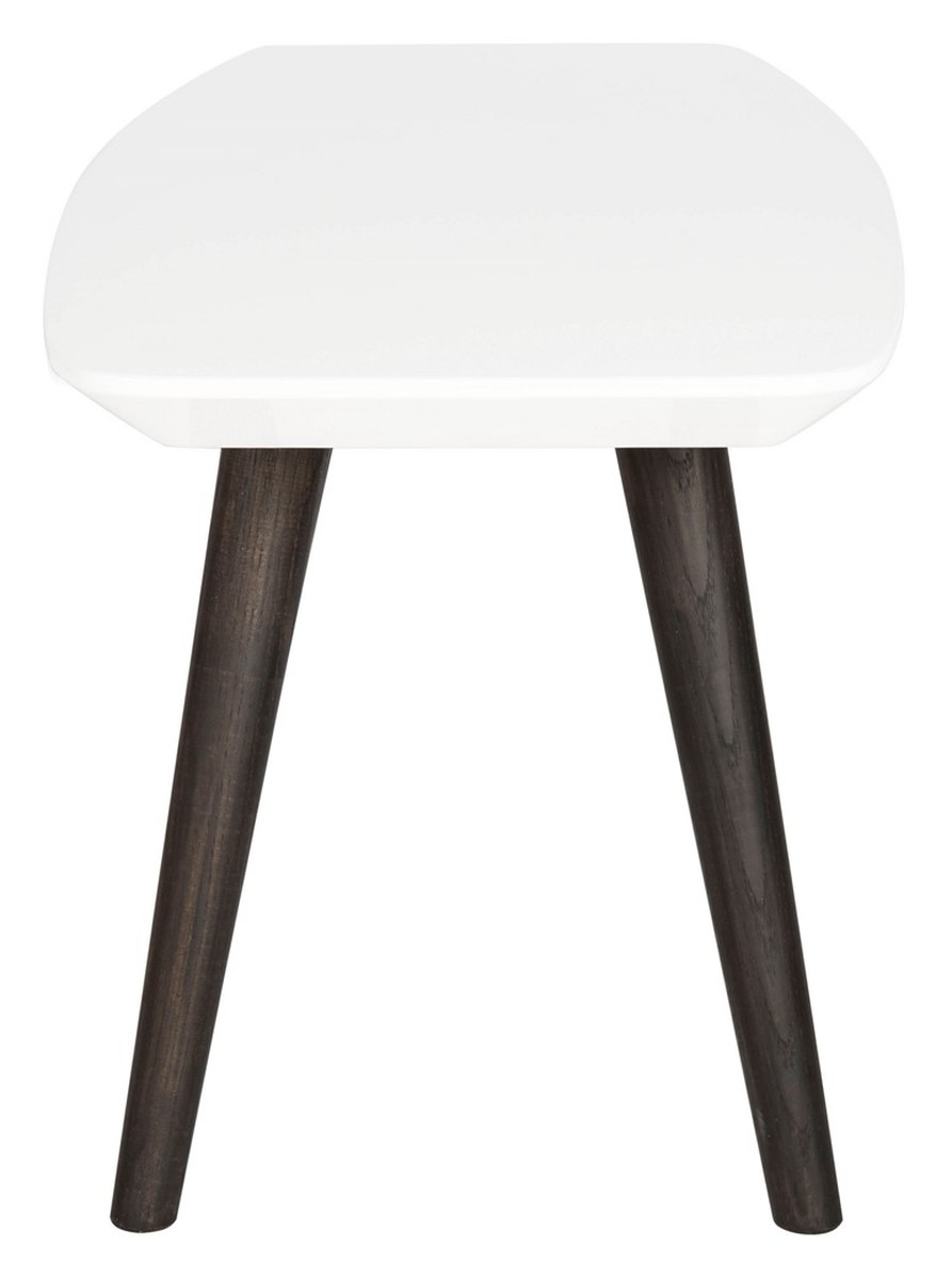 Josiah Retro Mid Century Rectangle Lacquer Coffee Table - White/Dark Brown - Arlo Home - Image 4