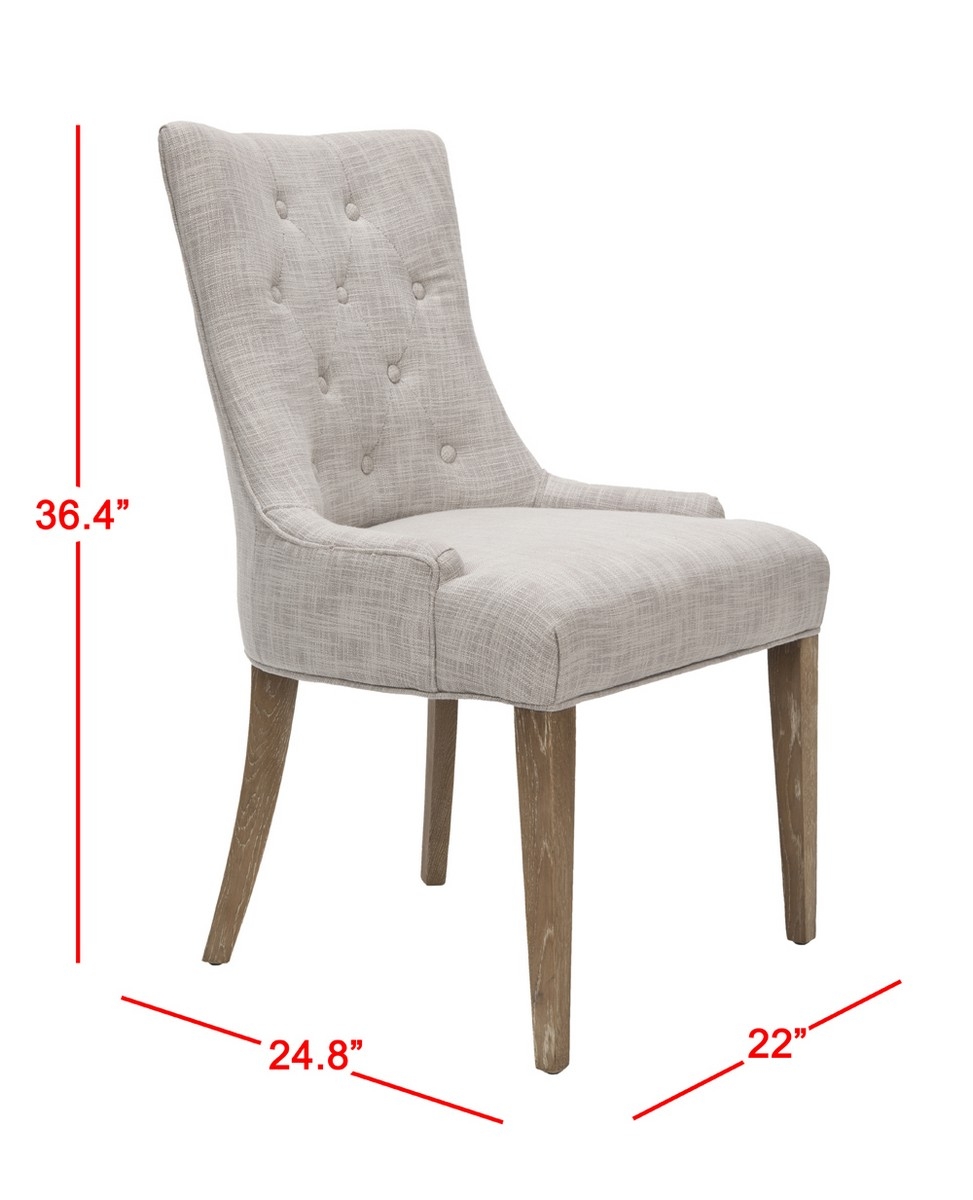 Becca 20''H Linen Dining Chair - Grey/White Washed - Safavieh - Image 3