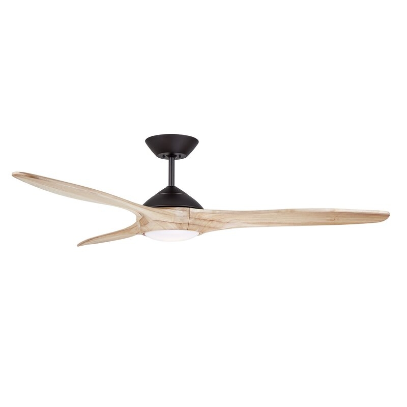60" Aitken 3 Blade LED Ceiling Fan with Remote, Light Kit Included - Image 1