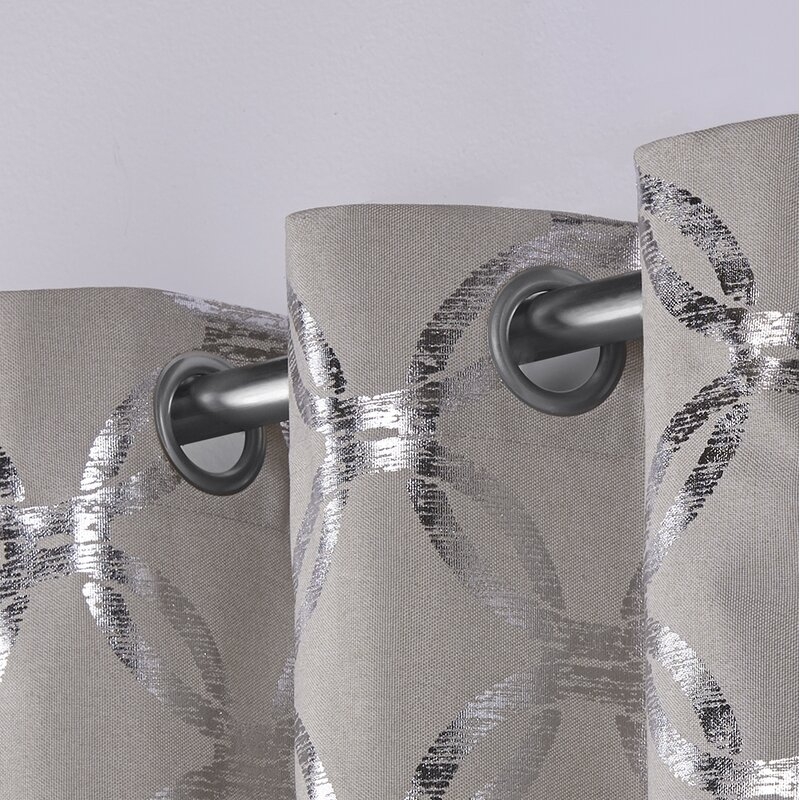 Kittrell Metallic Top Geometric Semi-Sheer Grommet Curtain Panels (Set of 2) - Image 1