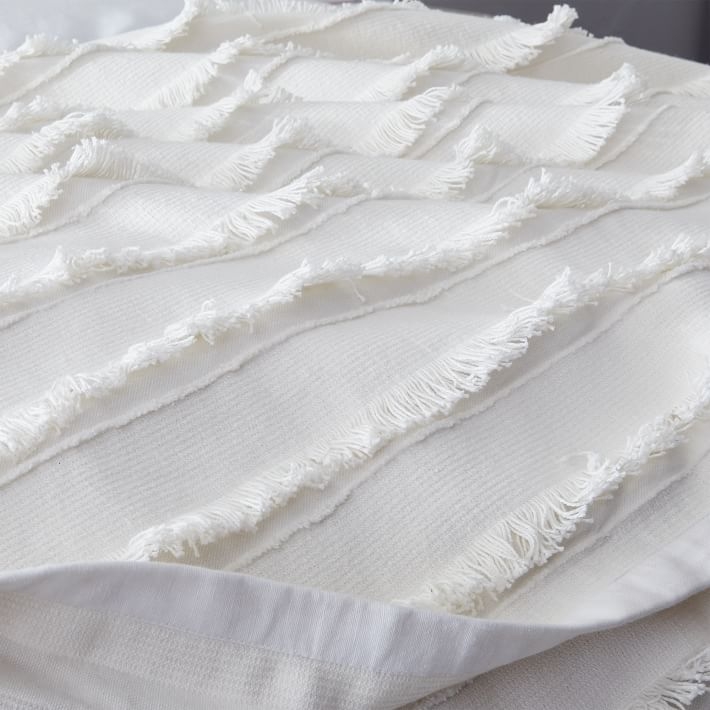 Fringe Blanket, Full/Queen, White - Image 0