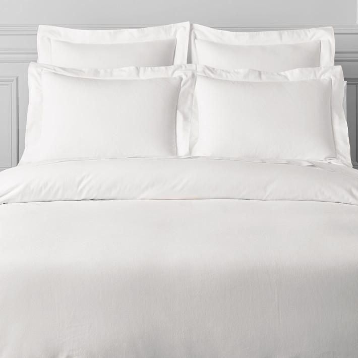 Solid Flannel Duvet Cover, King/Cal King, Ivory - Image 0
