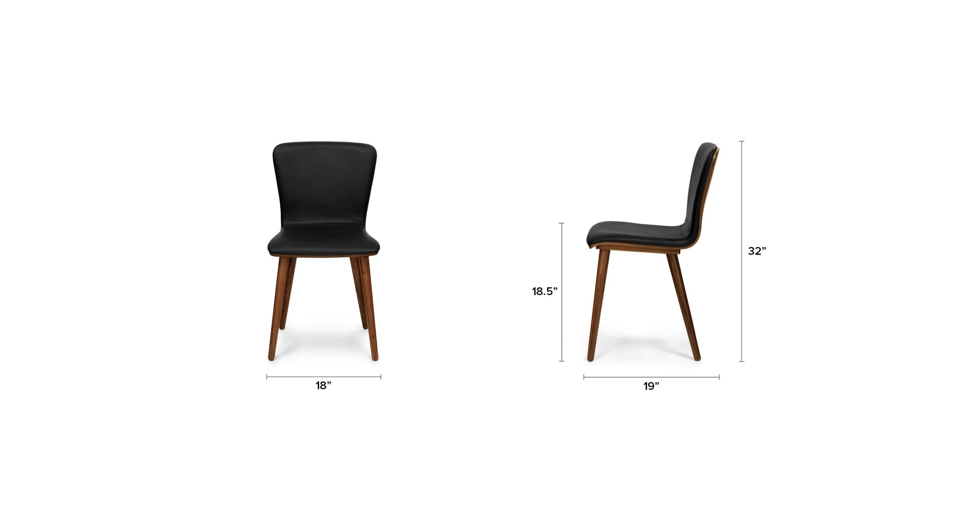 Sede Black Leather Walnut Dining Chair - Image 3