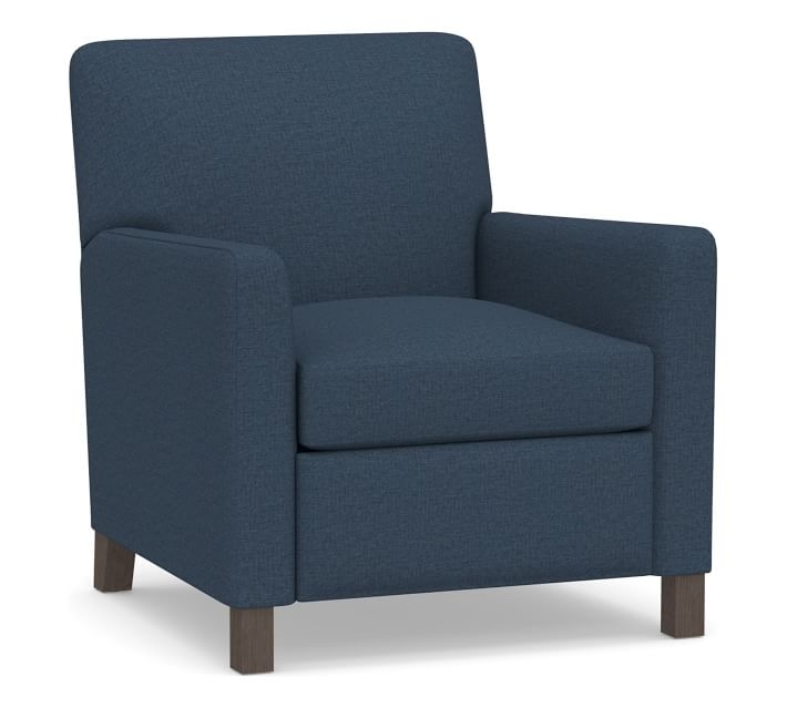 Howard Upholstered Recliner, Polyester Wrapped Cushions, Brushed Crossweave Navy - Image 0
