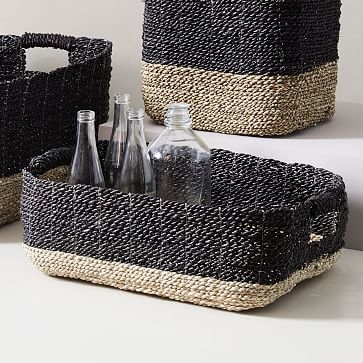 Two-Tone Woven Underbed Basket, Black/Tan - Image 2