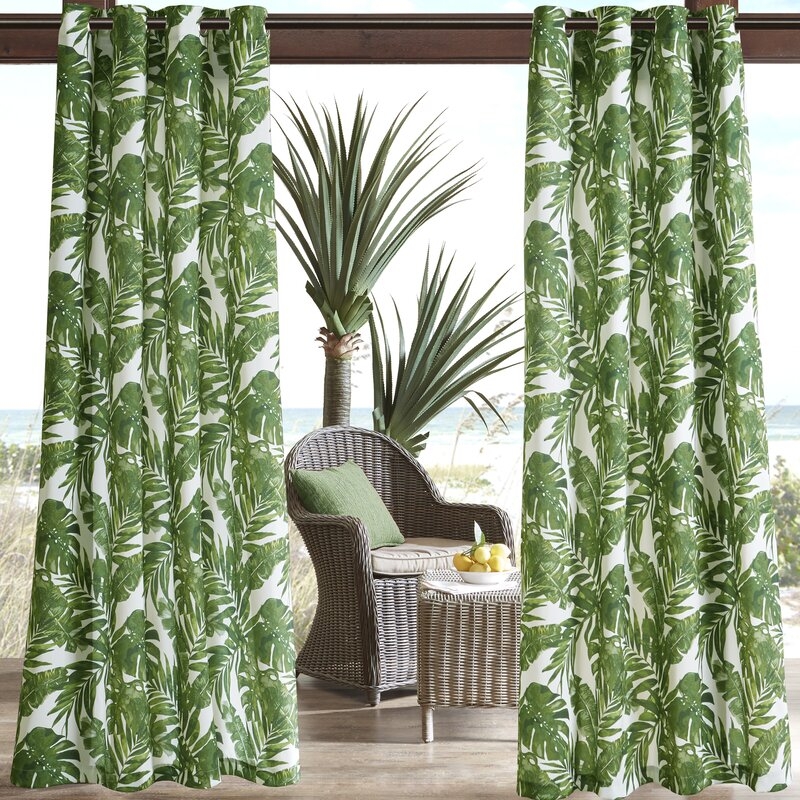 Allyson 3M Scotchguard Floral Semi-Sheer Outdoor Grommet Curtain Panels - Image 0