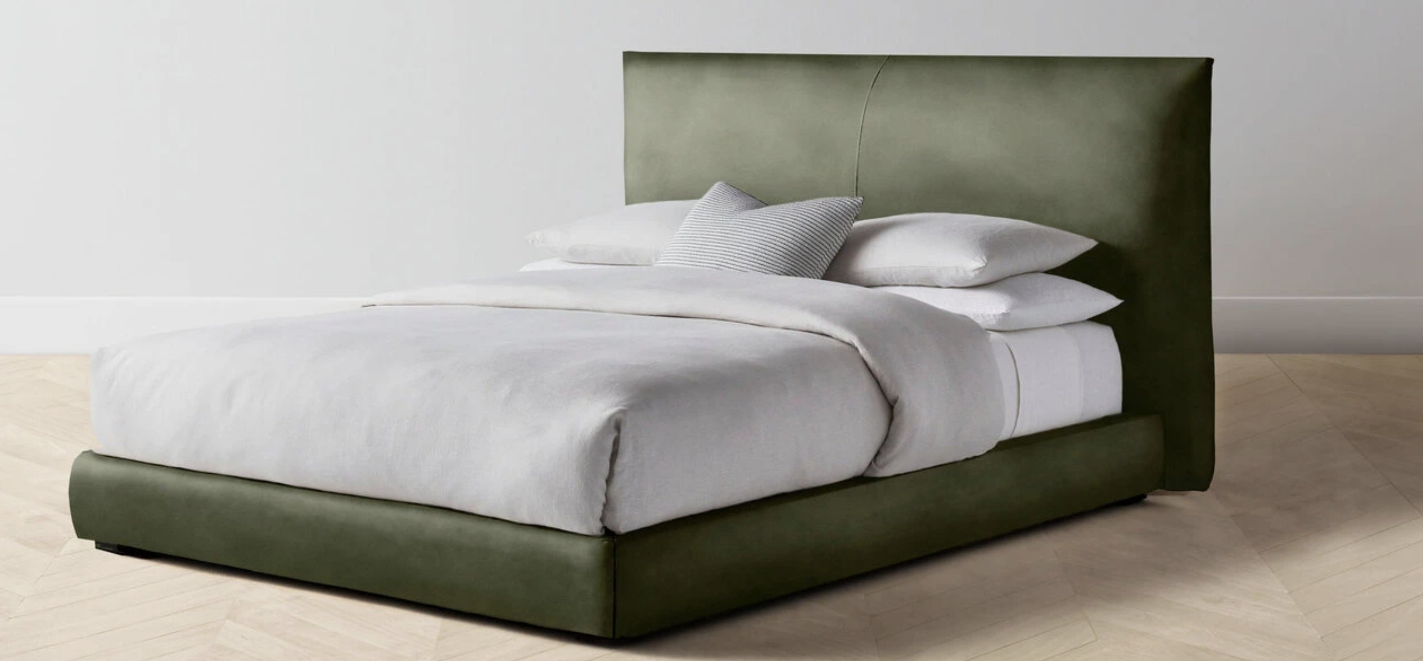 The Wythe Bed, King, Olive Green Velvet - Image 0