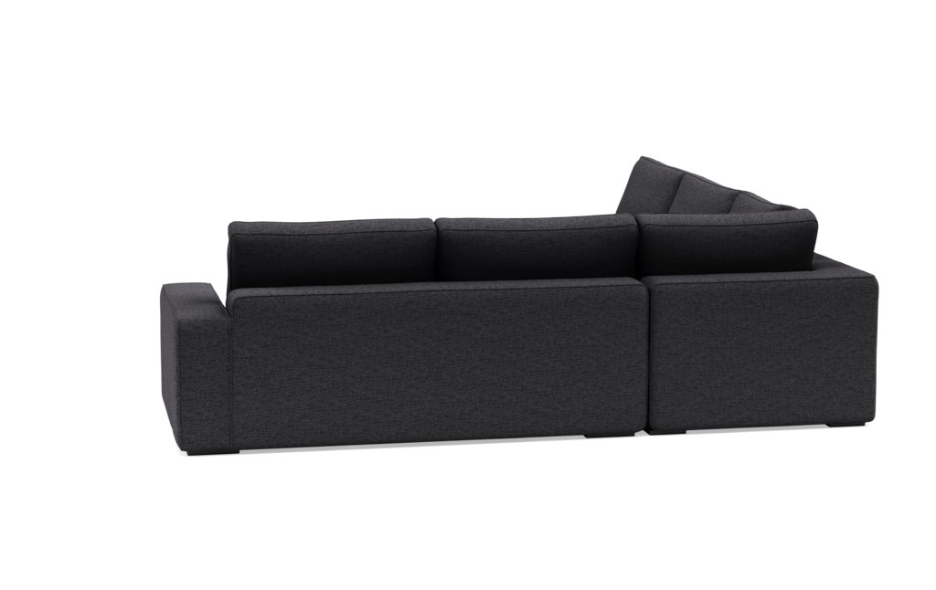 AINSLEY Corner Sectional - Coal Heathered Weave - Matte Black Legs - 113" Size - Bench Cushion - Double Down Fill - Image 3
