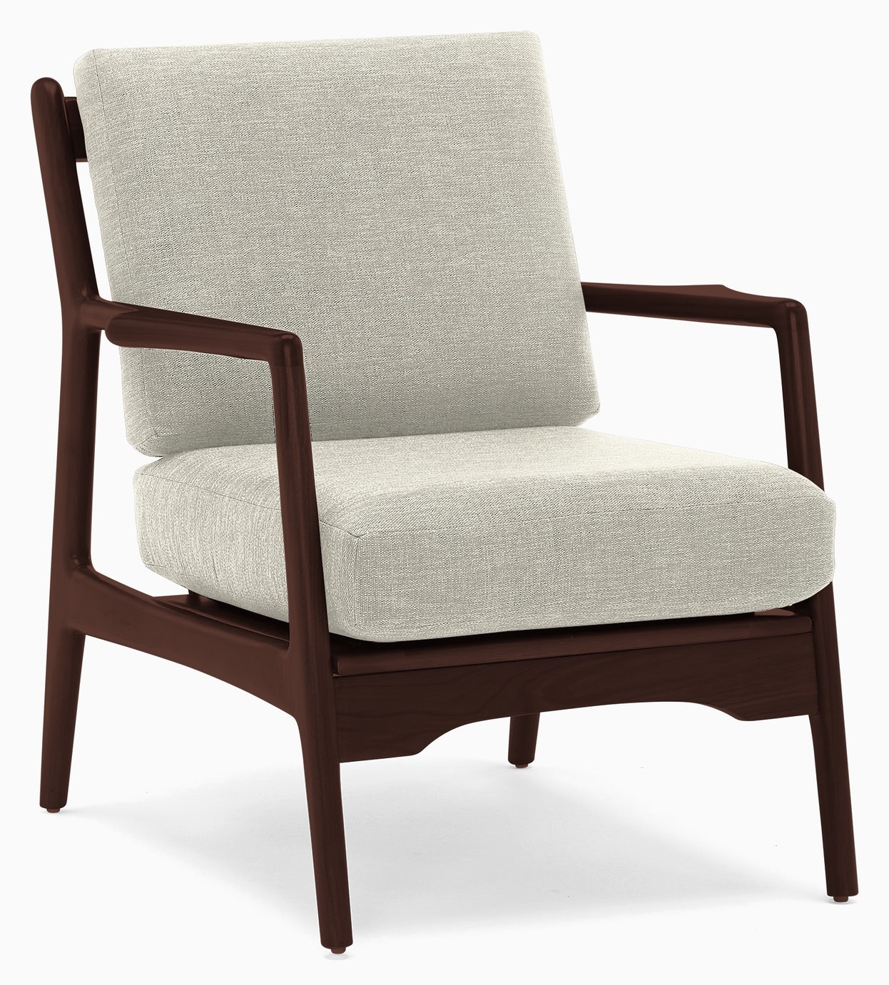 White Collins Mid Century Modern Chair - Nico Oyster - Walnut - Image 0