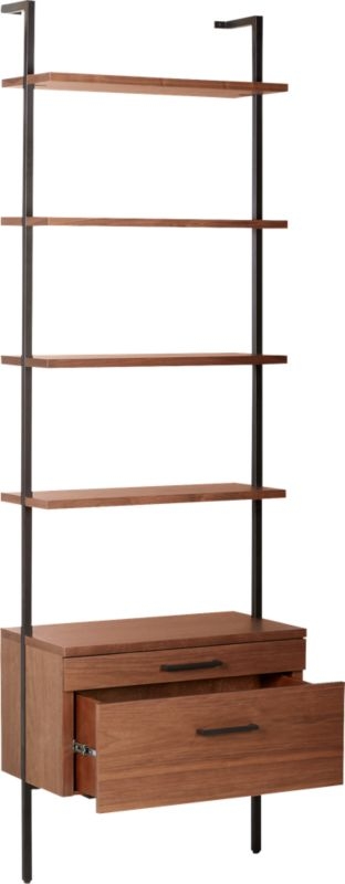 Helix 96" Walnut Bookcase with 2 Drawers - Image 7
