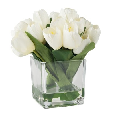 Tulip Floral Arrangement in Glass Vase - Image 0