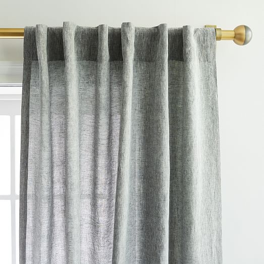 Semi-Sheer Belgian Flax Linen Melange Curtain - Slate, unlined - Image 2