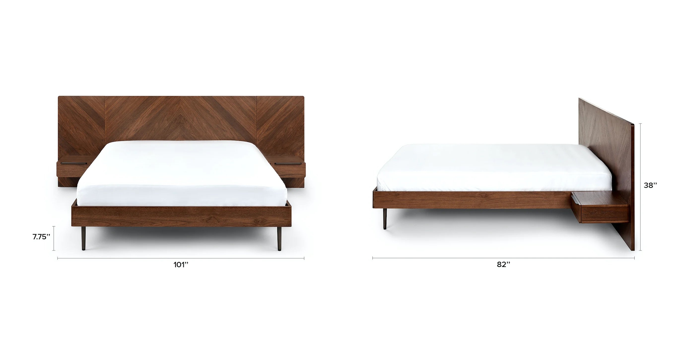 Nera Walnut Queen Bed with Nightstands - Image 9