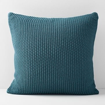 Cotton Knit Pillow Cover 20"x20", Set of 2, Mineral Blue - Image 0