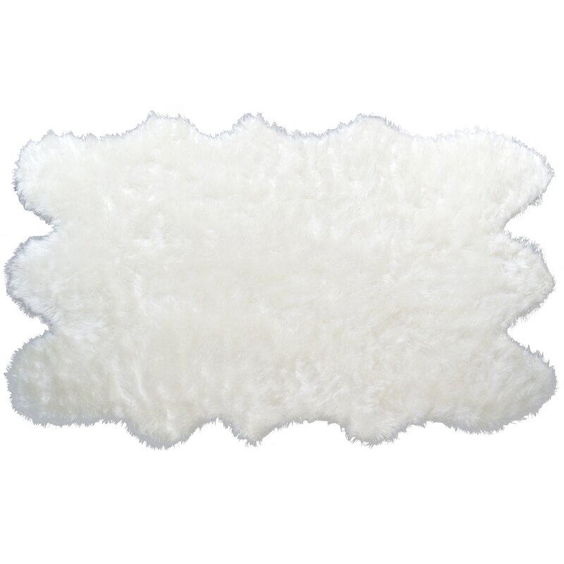Anvi Faux Fur White Area Rug - Image 1
