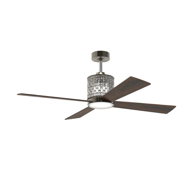 52" Bodella 4 Blade Ceiling Fan with Remote, Light Kit Included - Image 0