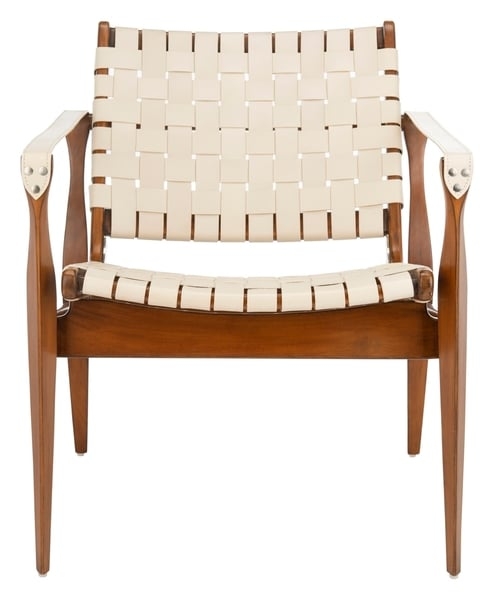 Dilan Leather Safari Chair - White - Arlo Home - Image 0