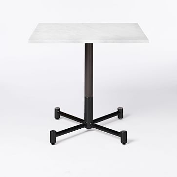 Branch Base Square Dining Table, White Marble, Antique Bronze/Glossy Black - Image 1