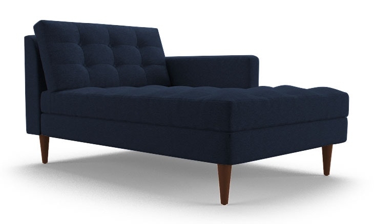 Blue Eliot Mid Century Modern Single Arm Chaise - Bentley Indigo - Medium - Right - Image 0