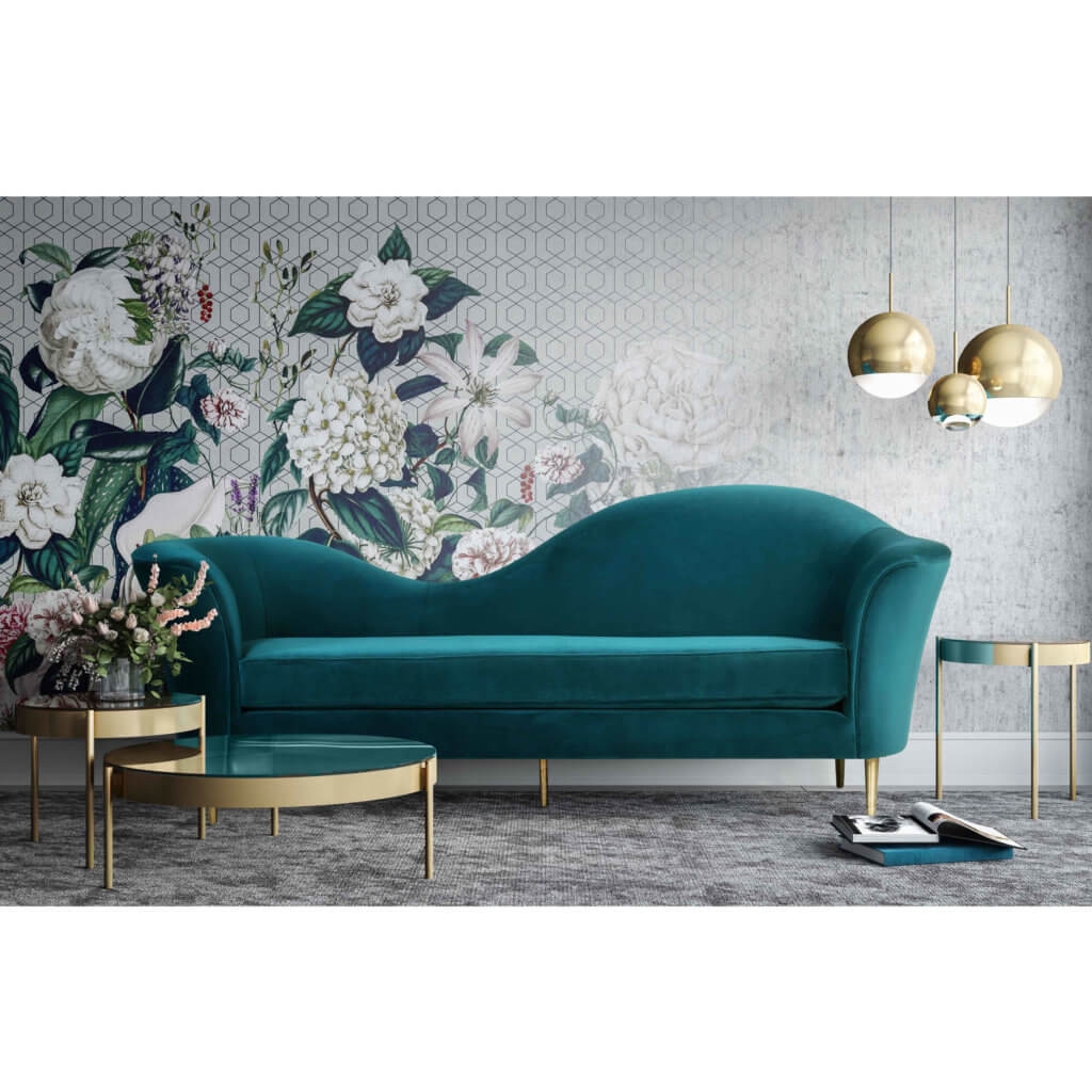Plato Aqua Velvet Sofa - Image 1