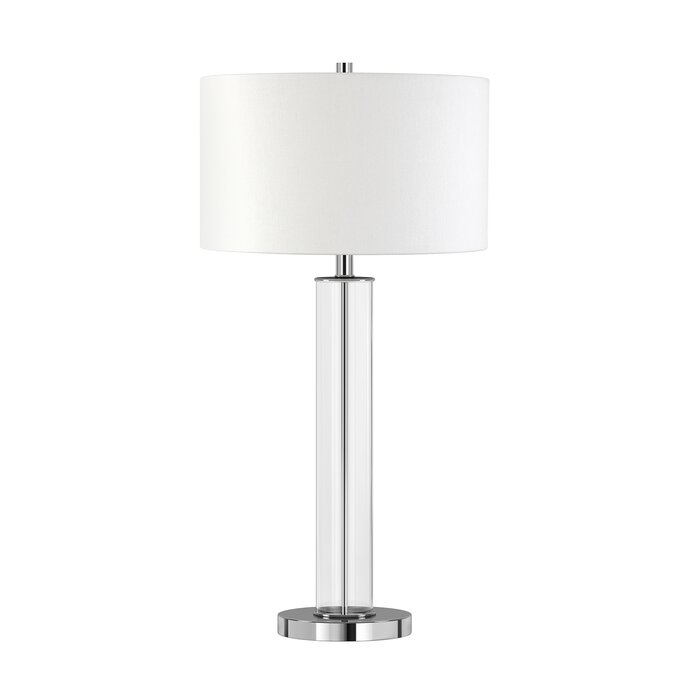 Skye 29.5" Table Lamp, Silver/Clear Base, White Shade - Image 0