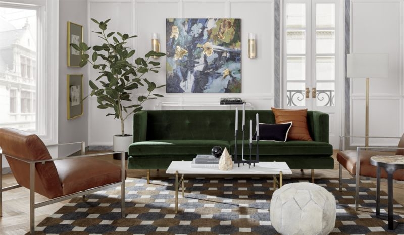 Avec Emerald Green Sofa with Brass Legs - Image 1