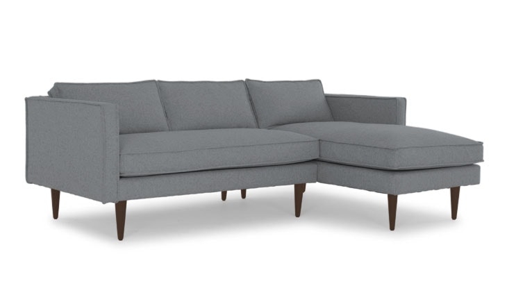 Serena Right-Facing Sectional - Synergy Pewter Fabric/Coffee Bean Legs - Image 1