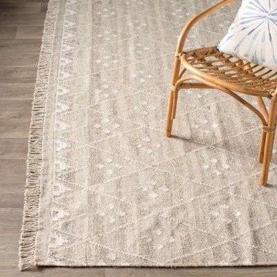 Aldergrove Hand-Woven Beige Area Rug 6' x9' - Image 1