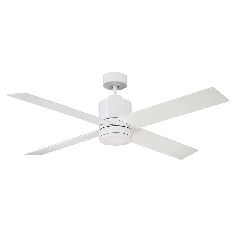52" Rinke 4 Blade Ceiling Fan with Remote, Light Kit Included - Image 0
